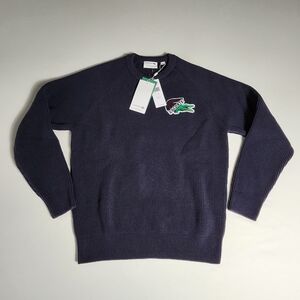 LACOSTE Navy Blue Wool Crewneck Sweater Men's Size FR 4/ US M NWT